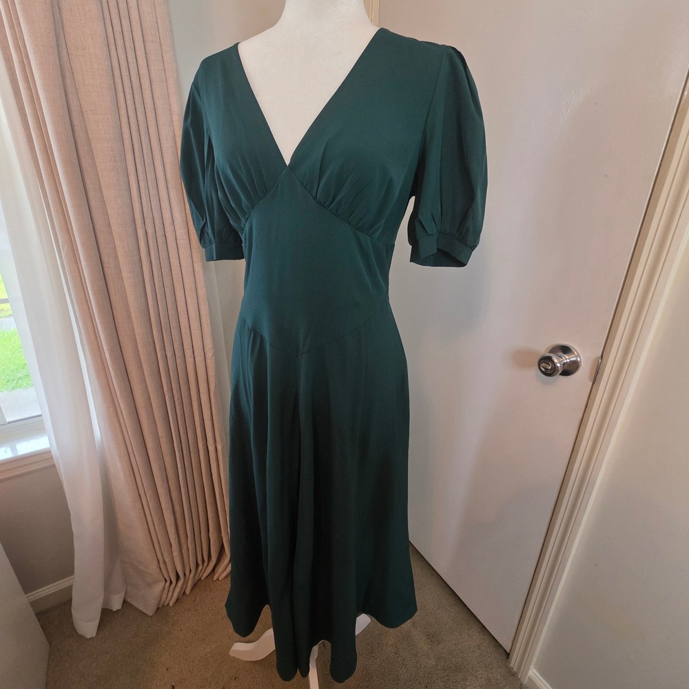 RIHOAS Dress NWT Satin Green Long Midi Sorority Wedding Autumn Homecoming Small - Picture 12 of 12